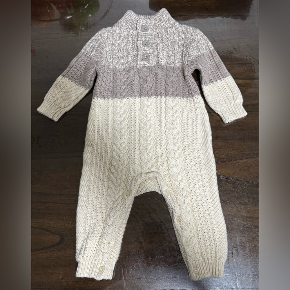 Baby Gap 6-12 Month Cotton Cable-Knit Sweater One-Piece Romper